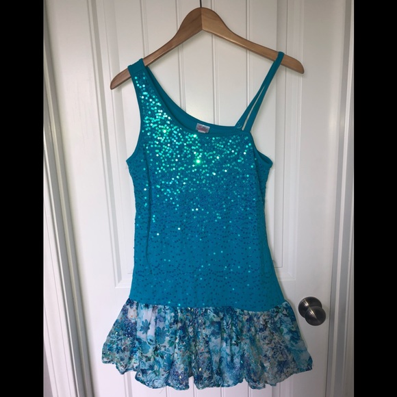 justice blue sequin dress Girls Justice blue sequined party dress sz 18